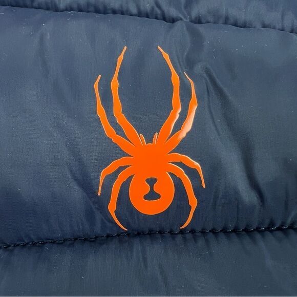 Spyder Frontier Hooded Puffer Jacket, Youth XL Blue/Orange - Picture 5 of 11